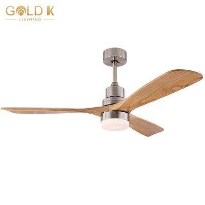 China Modern Living Room Ceiling Fan Gold K Blades Ceiling Fan Luxury Solid Wood Remote Control Decorative Light for sale