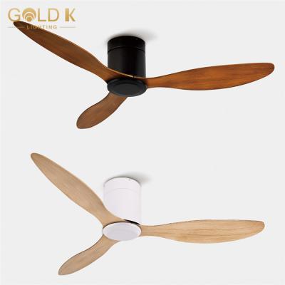 China Modern Natural Wood Airflow White High Energy Saving ABS Ceiling Fan 3 Blades Black Walnut Color Remote Ceiling Fan for sale