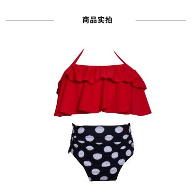 China 2021 wholesale high quality cute children's bikini stain girls' high waist swimsuit breathable girls swimsuit for sale