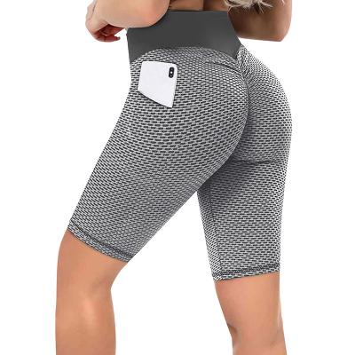 China ACTIVE STRETCH Fitness Yoga Pants High Waist Abdomen Mesh Tight Side Pockets Peach Hip Tights for sale