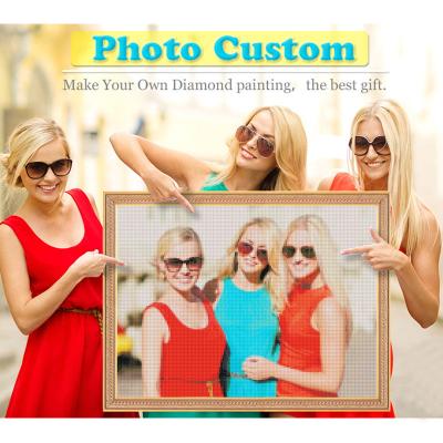 China Custom Photo Picture Modern Faux Stone DIY Diamond Mosaic Diamond Canvas Diamond Painting Living Room Wall Decor for sale