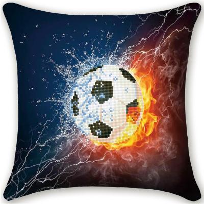 China Modern Hot Football Crystal Case Home Decor Handmade Diamond Painting Throw Pillow Cushion Cover Replacement for sale