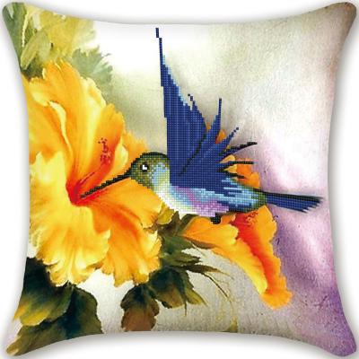 China Modern Crystal Case Flower Birds Home Decor Diamond Painting Throw Pillow Cushion Cover Replacement Handmade for sale