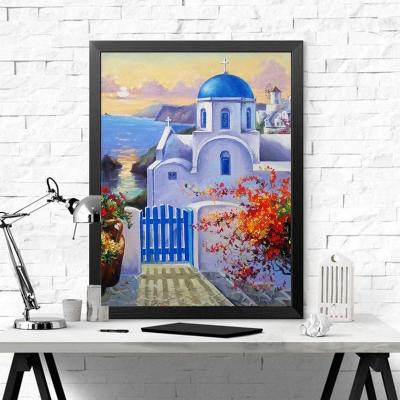 China Modern Full Diamond Beads DIY Modern Seaside Factory Sale Art Canvas Painting Stone Wall Decor for sale