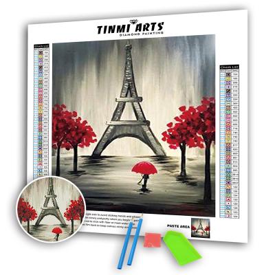 China Modern 5D DIY Diamond Painting Full Round Drill Eiffel Tower Landscape Rhinestone Embroidery For Wall Decoration for sale