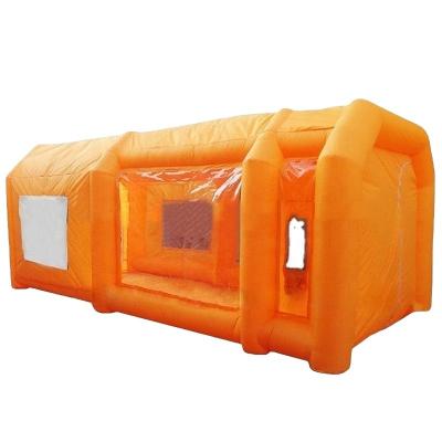 China 210D Oxford Cloth Wholesale Inflatable China Car Wash Tent Outdoor Yellow Inflatables Pray Paint Booth Tent With Blower Te koop