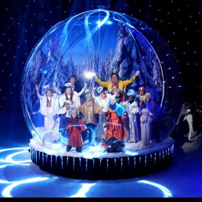 中国 3 Meter Dia Christmas Giant Human Size Inflatable Snow Globe Photo Booth Decoration, Inflatable Bounce House Snow Globe With Blowing Snow 販売のため