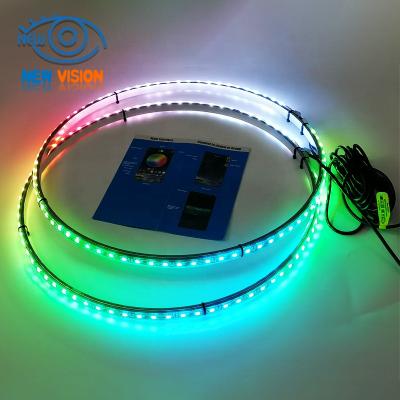 China Waterproof Car LED Accessories Tire Light Wireless Wheel Lights For Trucks With Remote/APP 15.5inch for sale