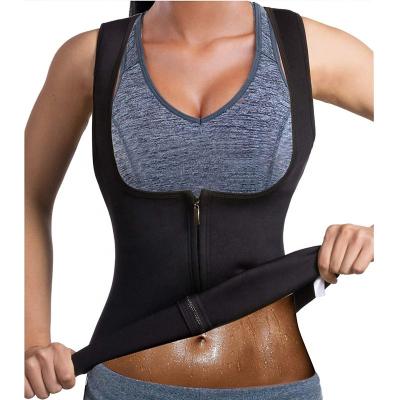 China Padded Buttocks Women Custom Elastic Neoprene Sweat Sauna Body Shaper Vest Slimming Zipper Vest for sale