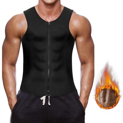 China Custom Elastic Padded Buttocks Men Slimming Neoprene Vest With Zipper Sweat Sauna Body Shaper Vest for sale