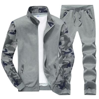 China Custom Men's Sweatsuit Gray Jogging Suits Long Zipper Sublimation Custom Men's Breathable Tracksuit for sale