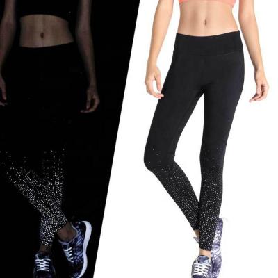 China Antibacterial custom made women's reflective running leggings, women running long tights, ladies running tights for sale