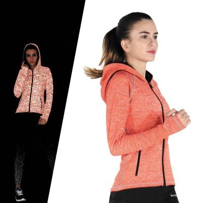 China Antibacterial custom reflective women running jacket, reflective running coat, ladies running jacket for sale