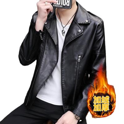 China ODM Design New Street Fashion Leather Jacket Retro Black British Style Casual All-match Casual Motorcycle Leather Jacket for sale