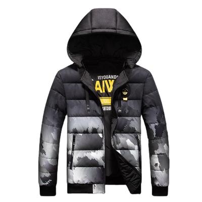 China Reversible camouflage down jacket warm hooded style of the latest windproof down jacket winter outdoor printing black down jacket men's stripper jacket for sale