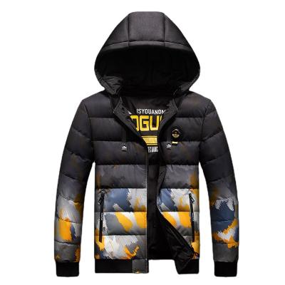 China 2022 Street Reversible Camouflage Down Jacket Warm Hooded Style Windproof Down Jacket Winter Outdoor Printing Black Down Jacket Men for sale