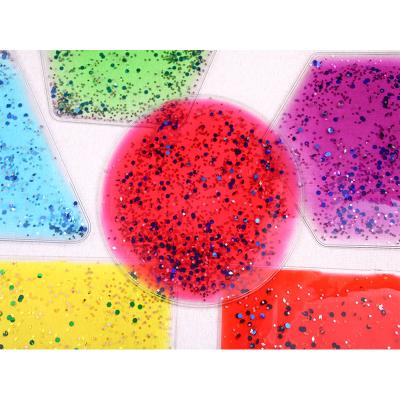 China Easy To Addiction And Play Educational Kindergarten Kids BLOW DOWN Shape 3D Glitter Motion Gel Ice Pack Custom Sensory Cold Sustom Packing for sale