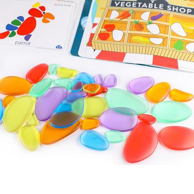 China Other Transparent Color Educational Toys Rainbow Plastic Stacking Toy Pebbles Counting Bear - Matching and Stacking Stones Toy Learning Educational Toy for sale