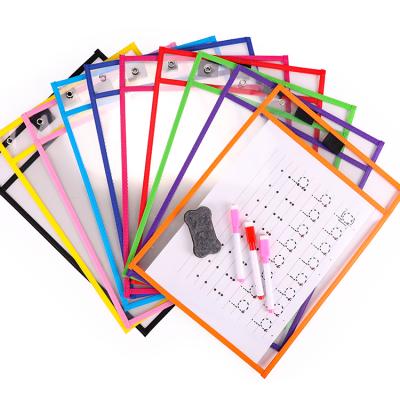 China EDUSENSE Early Education Customized Size 10 Pack Eco-Friendly Clear Reusable Pocket Dry Erase Drawing Toys for sale