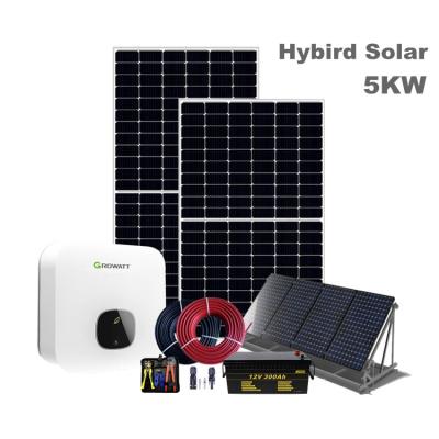 China Full set 5KW lithium battery solar panel home/commercial home hybrid systems for sale