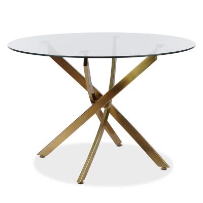 China Modern Wood And Glass Dining Table Dining Modern Dining Table Set Round Glass for sale