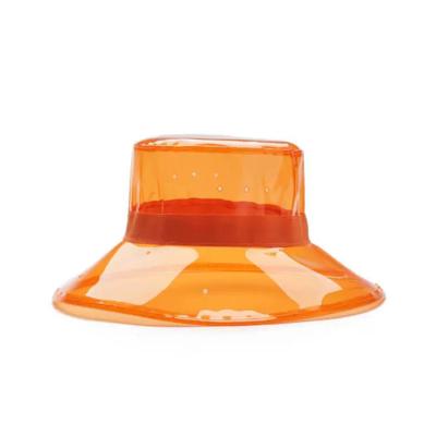 China Cheap Picture Women's Rain Hat Sun Waterproof, Custom Color Changing Fabric PVC Bucket Hats Transparent Bucket Hats for sale