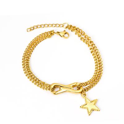 China CLASSIC hot sale 18k gold simple design stainless steel link chain fashion women jewelry bangle bracelet for sale