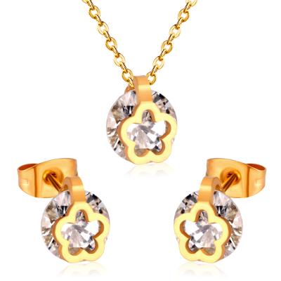 China Fashionable Gold Bridal Wedding Jewelry Sets Zircon Stone Jewelry Set Women Zircon Jewelry Type for sale