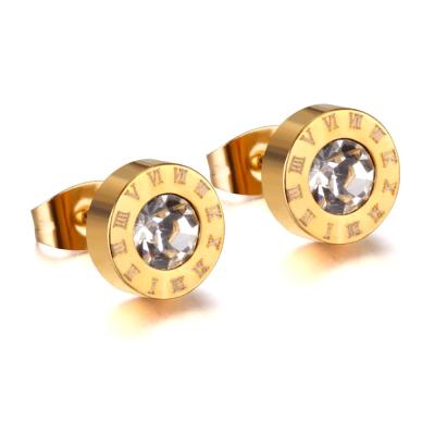 China Cute Cheap Stone Earring FASHION Roman Numeral Earrings Stud Earring D.C.A. CZ 8MM for sale