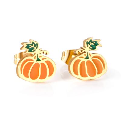 China Ason New Arrivals Trendy Trendy Pumpkin Shape Stud Earrings 18K Gold Plated Custom Cute Earring Jewelry for sale