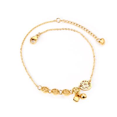 China 2021 Fashionable High Quality New Design 18k Gold Plated Coin Form Charm Anklets Stainless Steel Anklet Chain Jewelry for sale