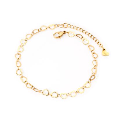 China 2021 High Quality New Design Trendy 18k Gold Plated Love Heart Charm Anklets Stainless Steel Anklet Chain Jewelry for sale