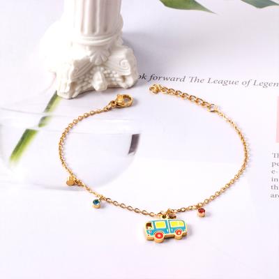 China Fashionable Fast Shipping Jewelry Stainless Steel Gold PVD Plated Cute Pendant Chain Bracelet Kids Ladies Jewelry for sale