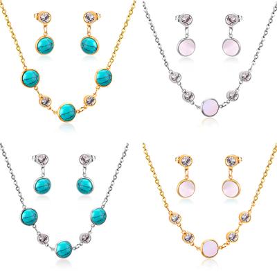 China Fashion Nickel Free Stainless Steel With Colorful Enamel Jewelry Sets Pendant Necklace Earring Set Birthday Gift for sale