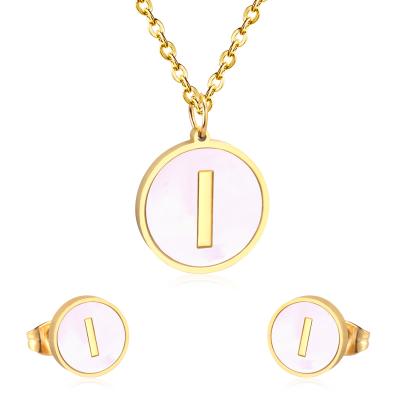 China Hot-selling Trendy Stainless Steel Letter I Pendant Ladies Shapes Jewelry Set For Women for sale