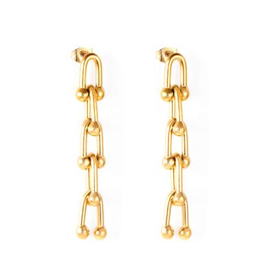 China 2021 New Design Fashionable Nickel Free 18k Gold Plated U Ball Drop Earrings Wholesale Shape Ball Drop Earrings for sale