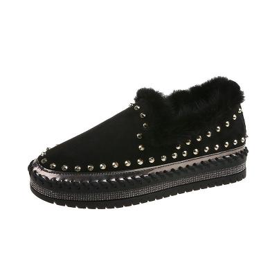 China Wholesale Fashion Anti-slippery Faux Stone Fur Winter Women's Cotton Shoes Women's Warm Shoes For Snow for sale