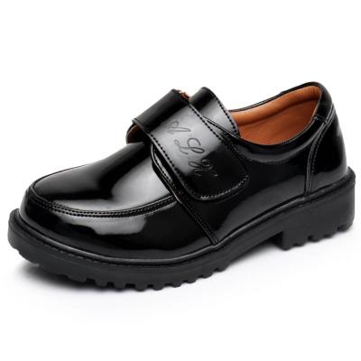 China Kids Flat Tag Black Shoes Leather Trim Performance School Children Kids Casual Stylish Shoes For Boys for sale