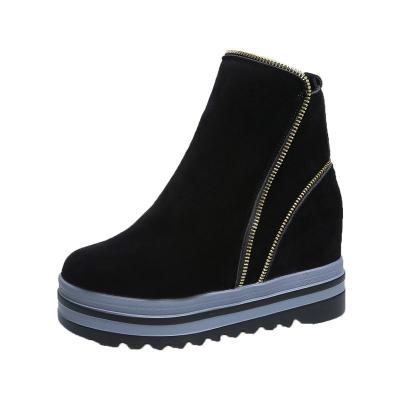 China CUSHIONING increasing size ladies wedge shoes high quality black zipper casual women boots shoes sneakers for sale