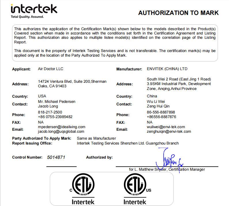 ETL - Envitek (China) Ltd.