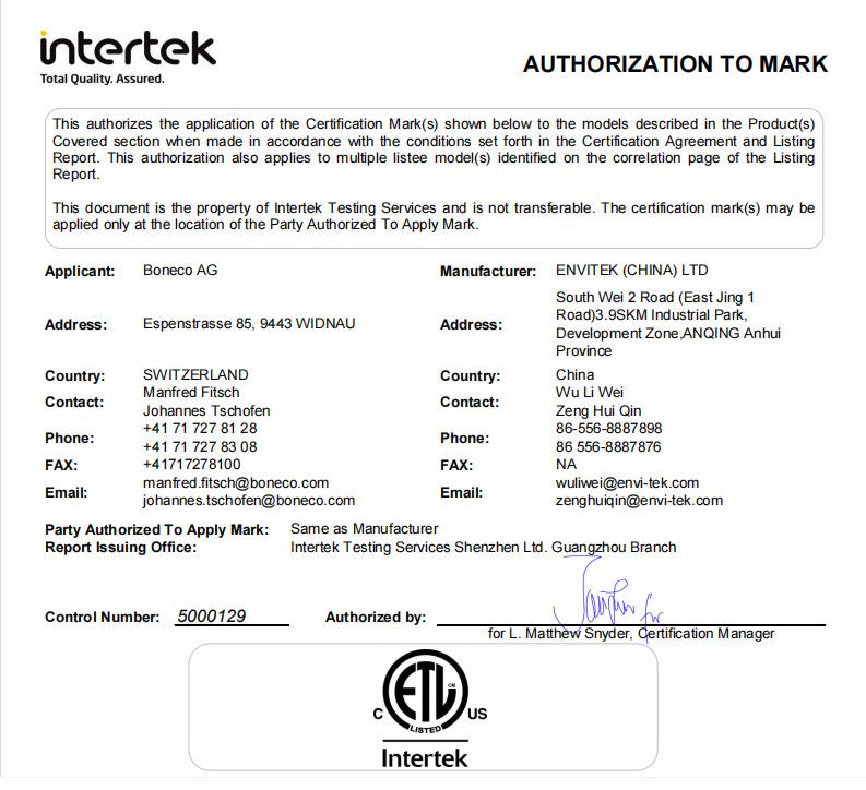 ETL - Envitek (China) Ltd.