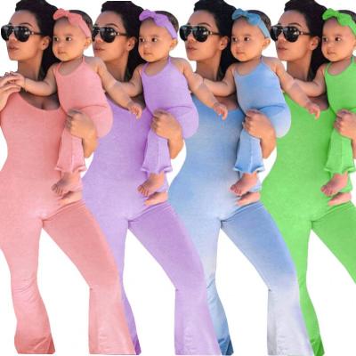 China 2021 New Arrivals Parent-child Clothing Spaghetti Strap Backless Breathable Overalls Mommy And Me Overalls Outfits for sale