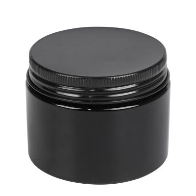 China 150g jar jar double side bottle cap PET cosmetic wide black matte black aluminum gold aluminum cream bottle for sale