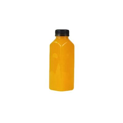 China 350ml Clear Square Plastic Food PET Bottle With Cap 12oz Thick Aluminum Cool Juice Water Square Bottle With PP Cap for sale