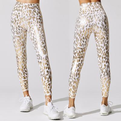 China 2022 New Arrival Antibacterial Leopard Print Elasticity Fitness Joggers For Women Shape Gym High Waist Hip Lift Yoga Panties Quick Dry Leggings for sale