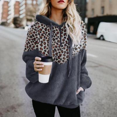 China LLDRESS Waterproof Wholesale Custom Leopard Printed Casual Loose Fleece Women Hoodies Women Sewatshirt for sale