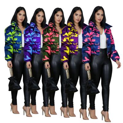 China JACKETOWN winter waterproof high quality clothes for women camouflage winter bubble printed casual jacket wholesale for sale