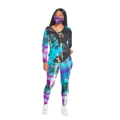 China LLDRESS QUICK DRY Fashion Women Set Two Piece Clothing Tie Dye Tracksuit For Lady Women Tracksuit 2 Piece Set for sale