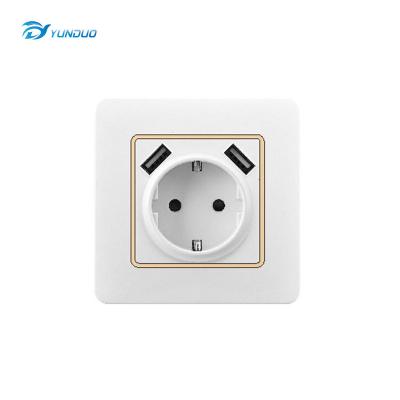 China Safety Double USB 2A Eu Standard Switch Wall Outlet Electrical EU Standard Socket for sale