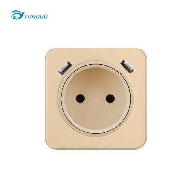 China Smart Security Dual USB 2A Eu Standard Life homne Tempered Glass Panel Wall Switch Smart Socket for sale